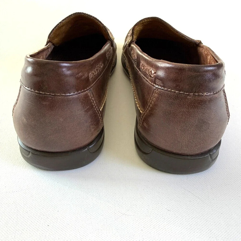 Johnston & Murphy Woven Leather Loafers, Men's Sz 11.5 Brown J&M Flex Sole NWOT
